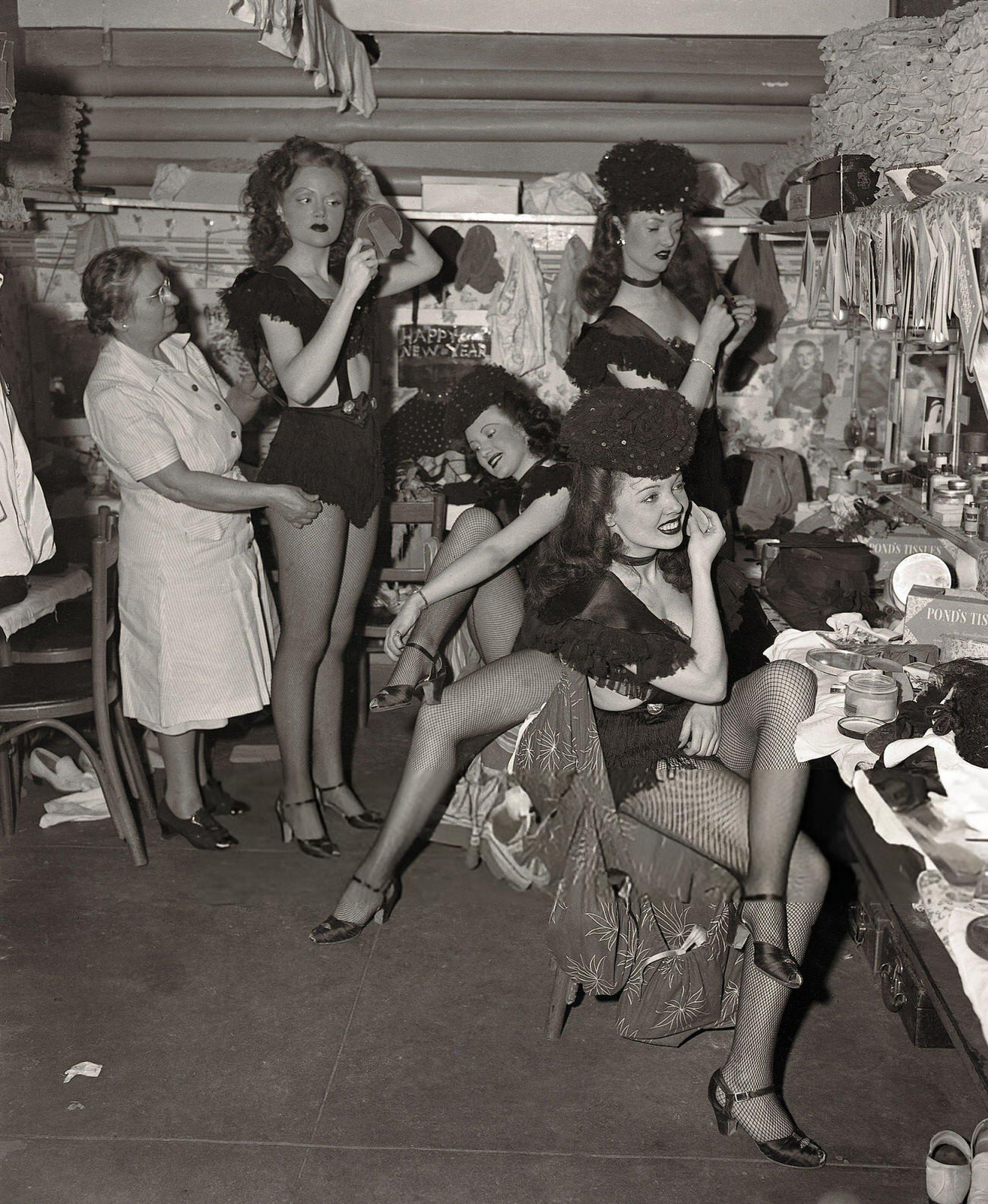 Showgirls at the Diamond Horseshoe on New Year's Eve, New York City, 1945.