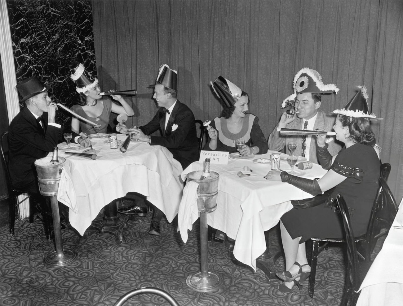 New Year's Eve celebration at the Versailles Restaurant, New York City, 1946.