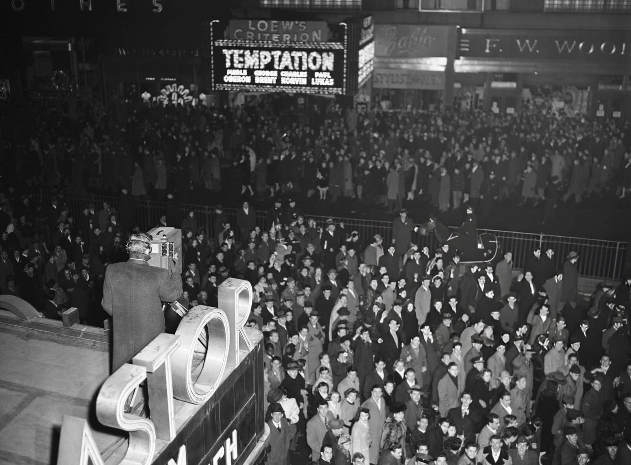 Crowds celebrating the New Year in Times Square, New York City, 1946.