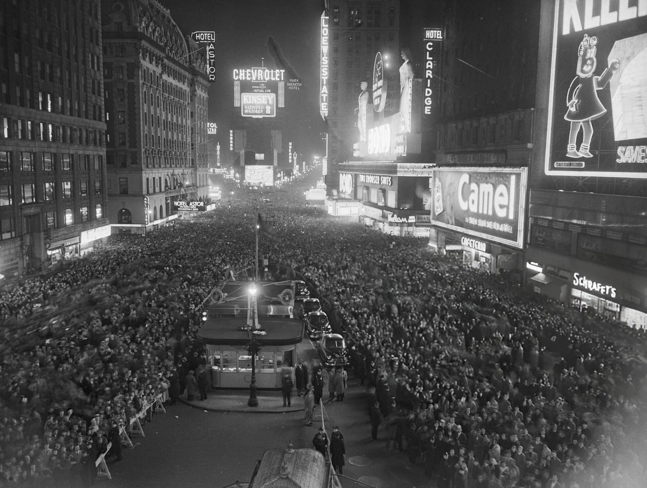 New Year's Eve crowd at Times Square, New York City, 1951.