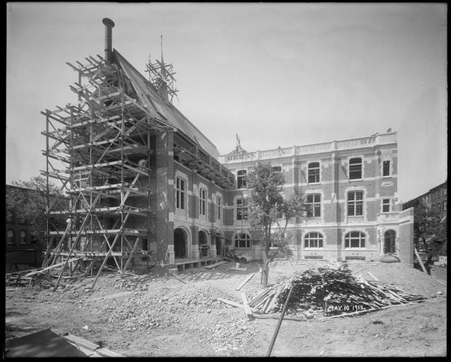 A few blocks down at Atlantic Avenue and Washington Avenue. College of Immaculate Conception, construction, 1915.