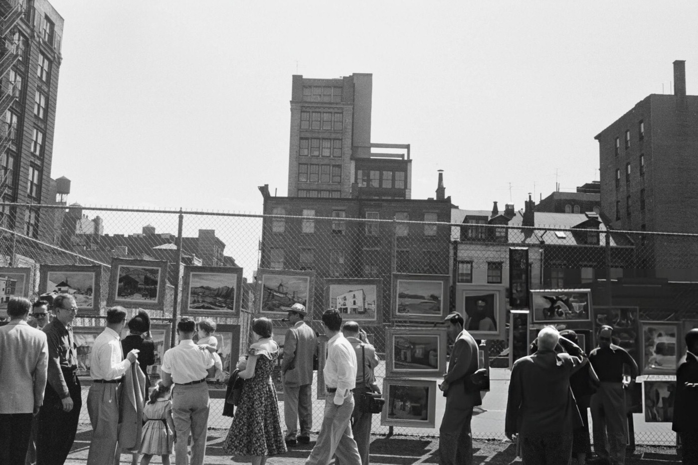 A street art exhibition in Greenwich Village, 1954.