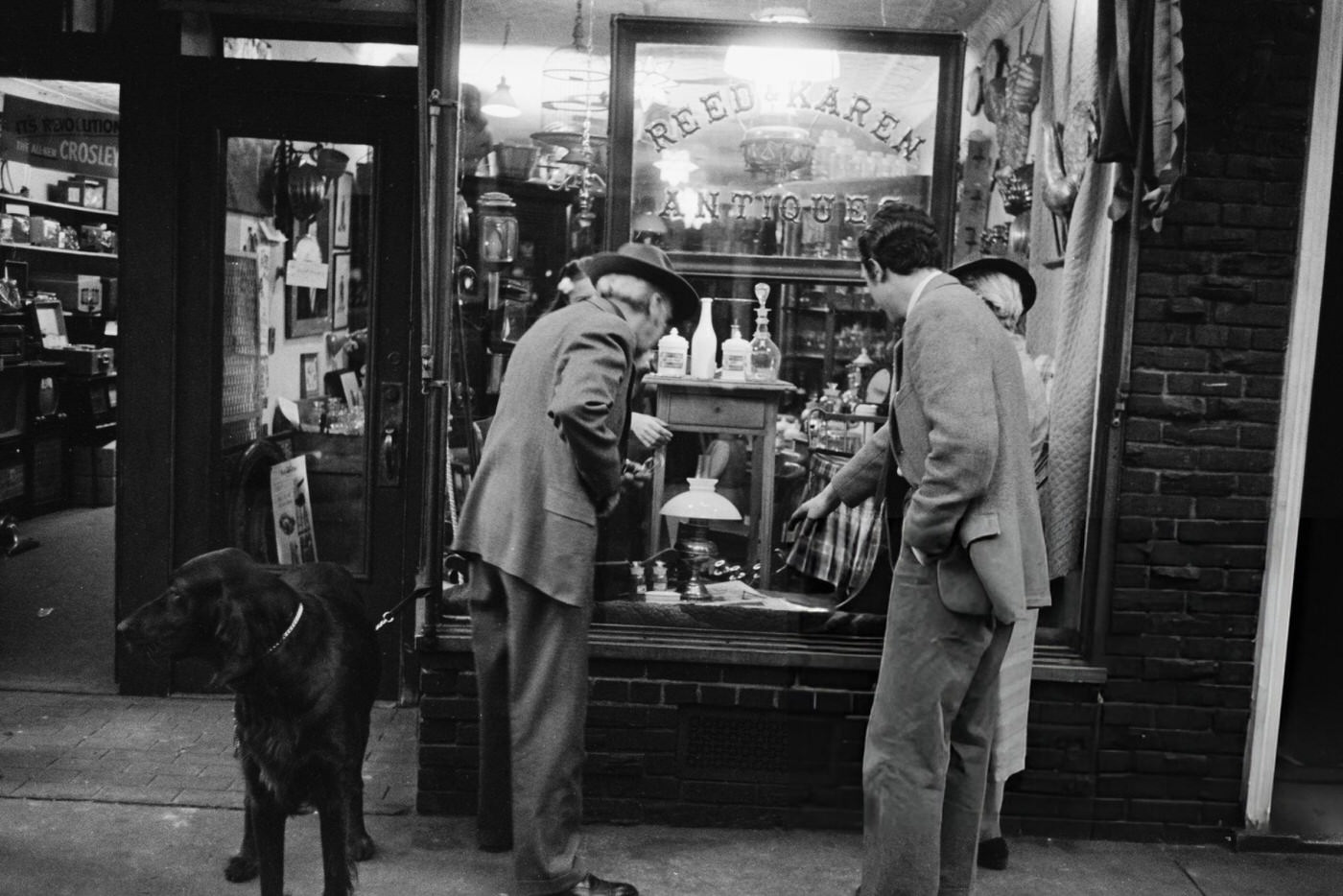 The Reed Karen antique shop in Greenwich Village, 1954.