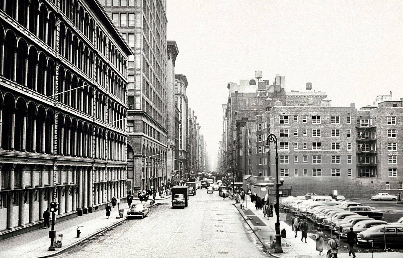 Broadway looking south from East 10th Street, 1954.