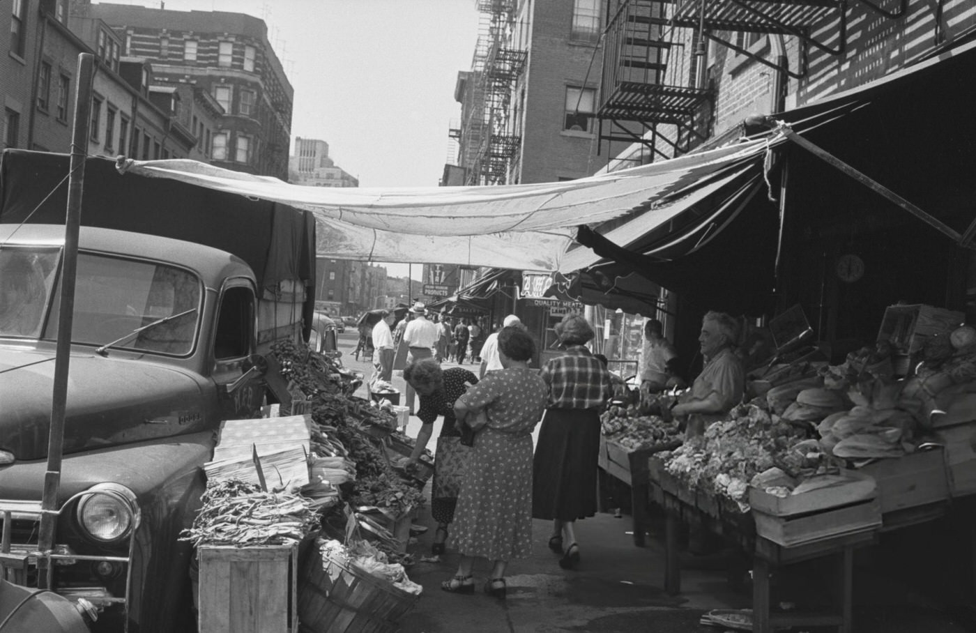 A greengrocer in Greenwich Village, 1954.