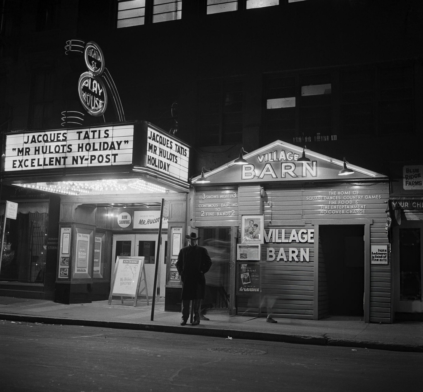 Exterior of the Village Barn in Greenwich Village, 1955.