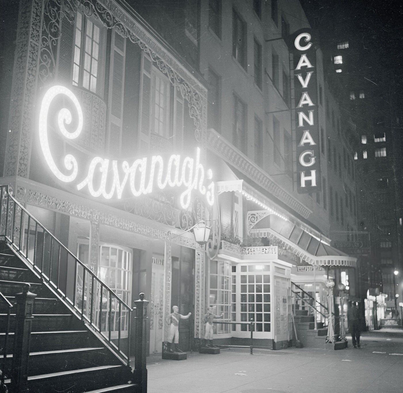 Exterior of Cavanagh's Nightclub in Greenwich Village, 1955.