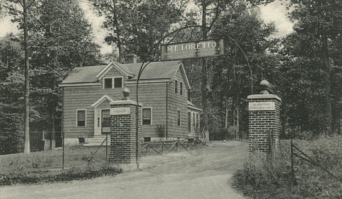 Entrance to Mt. Loretto, Pleasant Plains, Staten Island, 1900s.