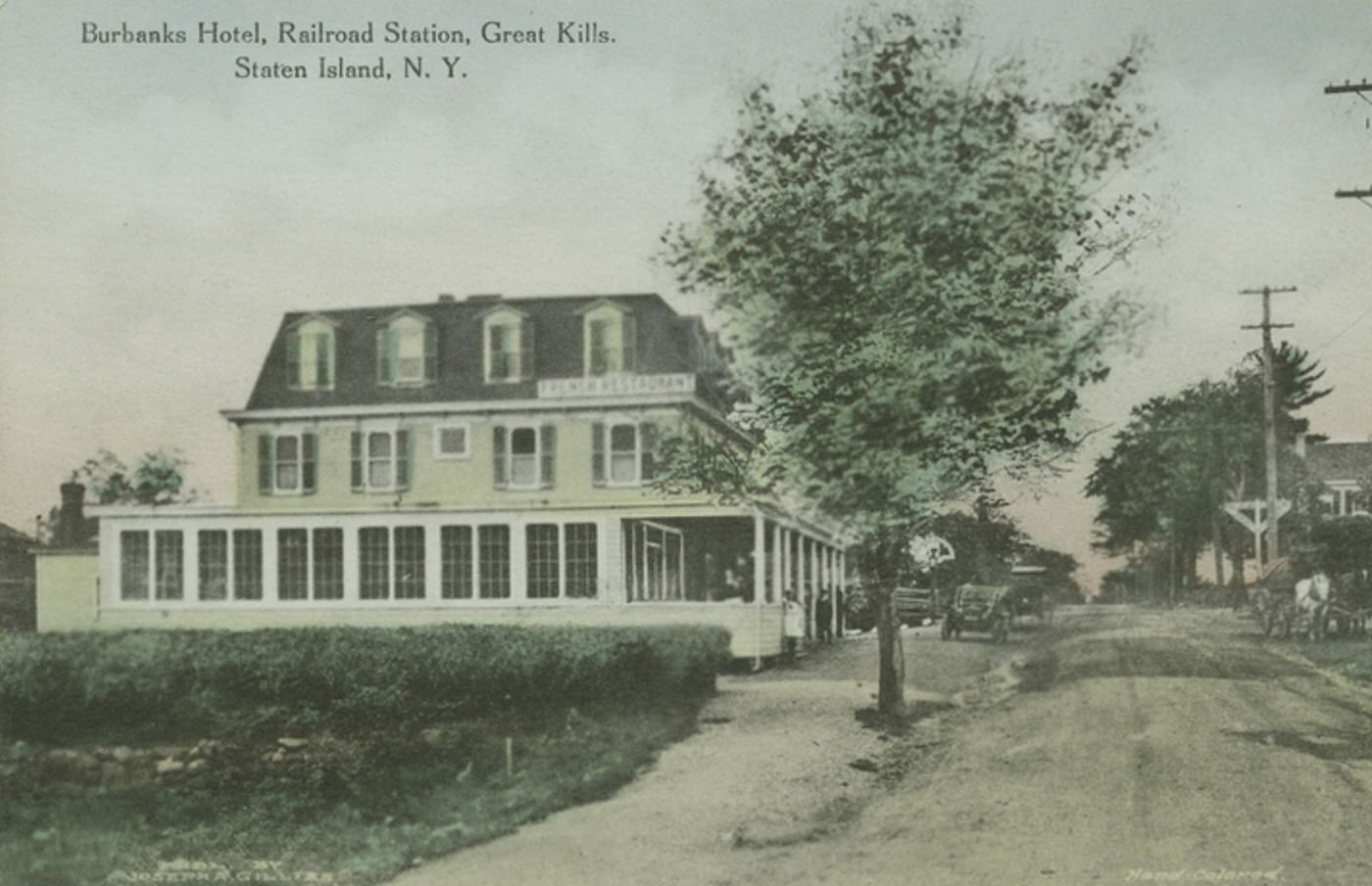 Burbank's Hotel, Railroad Station, Great Kills, Staten Island, 1900s.