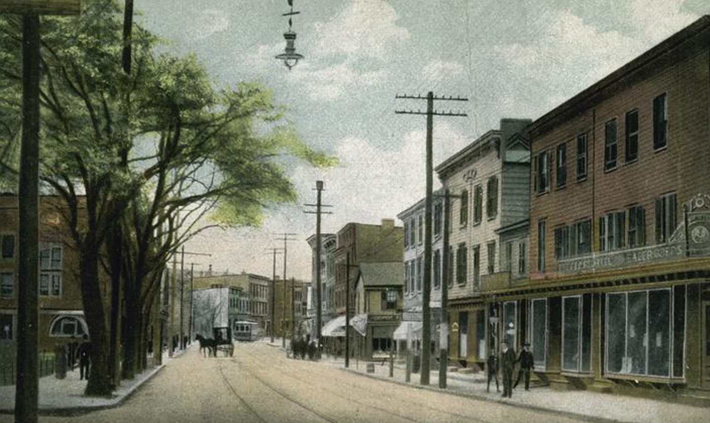 Bay Street, looking north from the park, Stapleton, Staten Island, 1900s