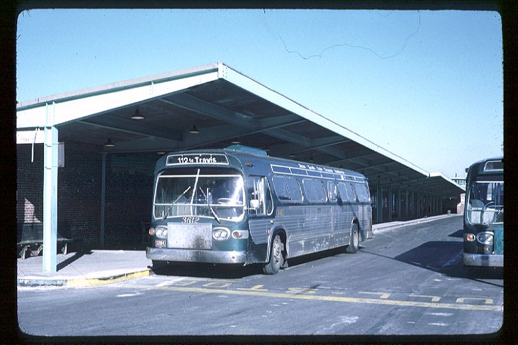 NYCTA No. 3612 working route R112 at St. George Terminal, 1972.