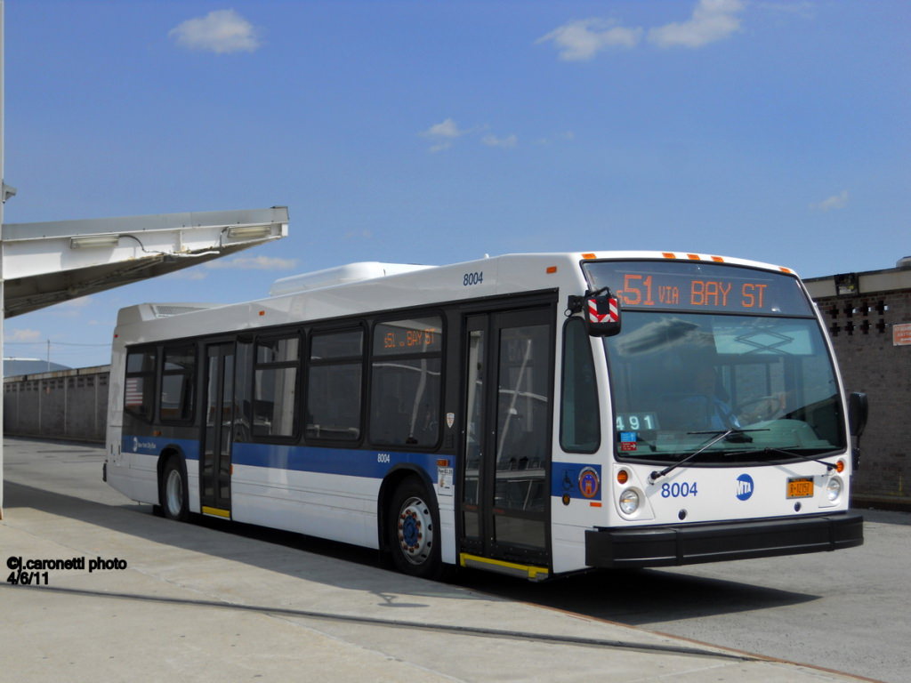 NYCTA No. 8004 working route S51 at the St. George Ferry Terminal, 2011.