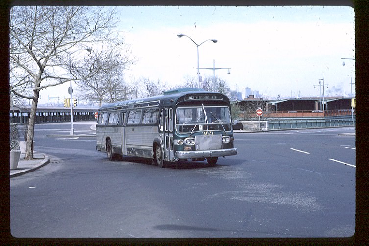 NYCTA No. 3621 working route R103 departing St. George Terminal, 1971.