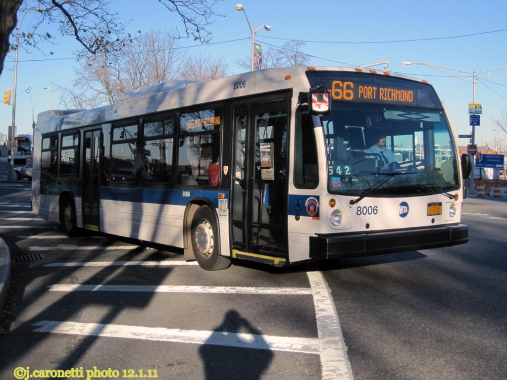 NYCTA No. 8006 working route S66 at Richmond Terrace & Bay Street, 2011.