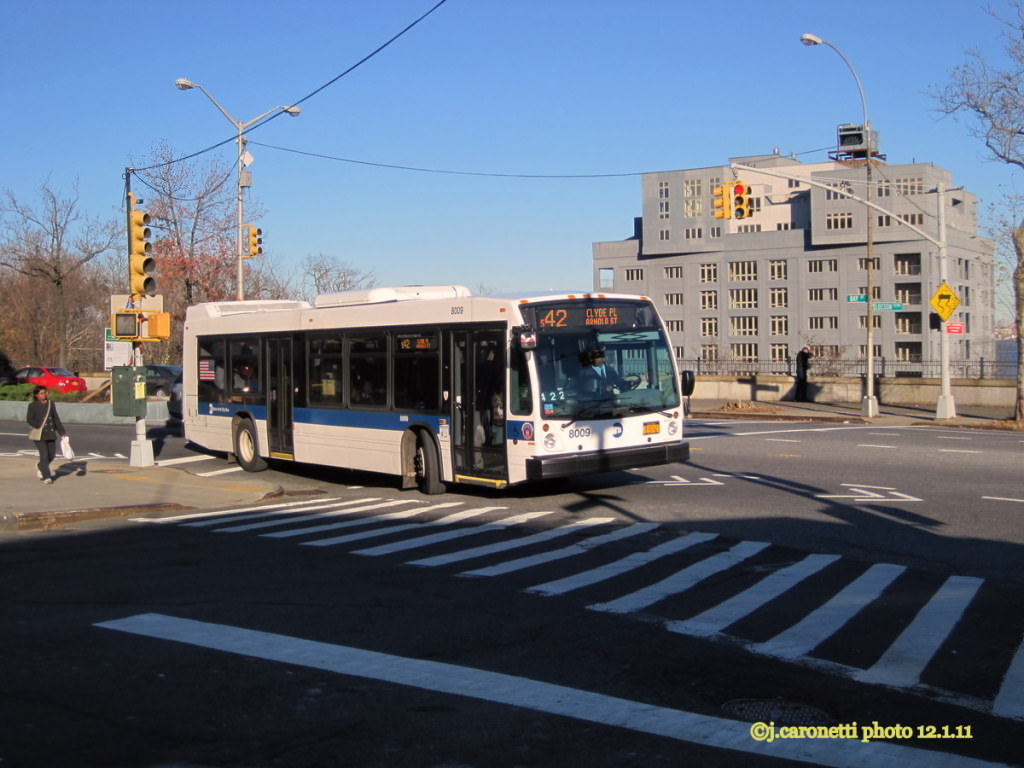 NYCTA No. 8009 working route S42 at Bay Street & Slosson Terrace, 2011.