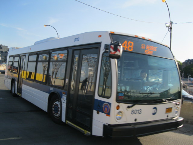 NYCTA No. 8013 working route S48 at the St. George terminal, 2012.