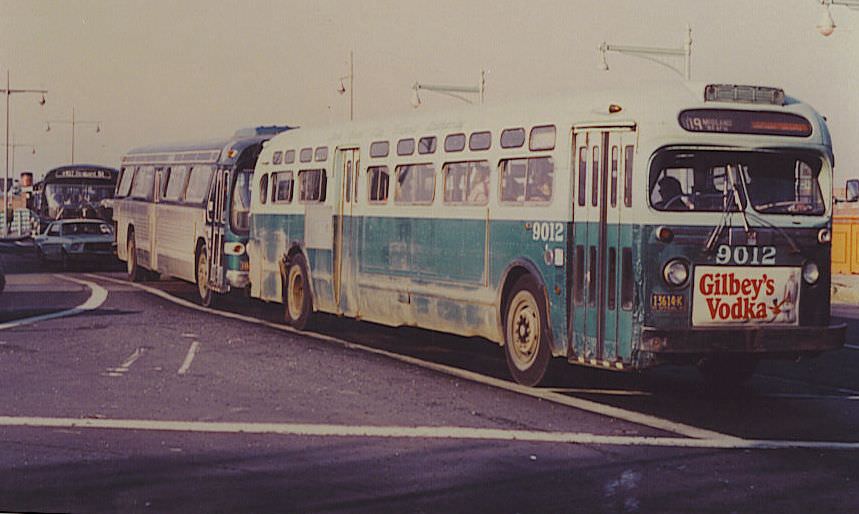 NYCTA No. 9012 working route R109 at the St. George Terminal, 1972.