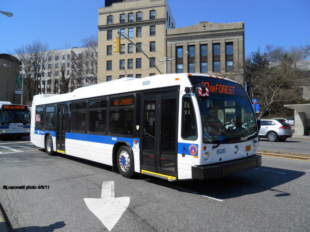 NYCTA No. 8020 working route S48 at Bay Street & Borough Place, 2011.