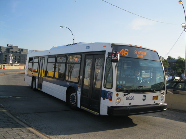 NYCTA No. 8026 working route S46 at the St. George terminal, 2012.