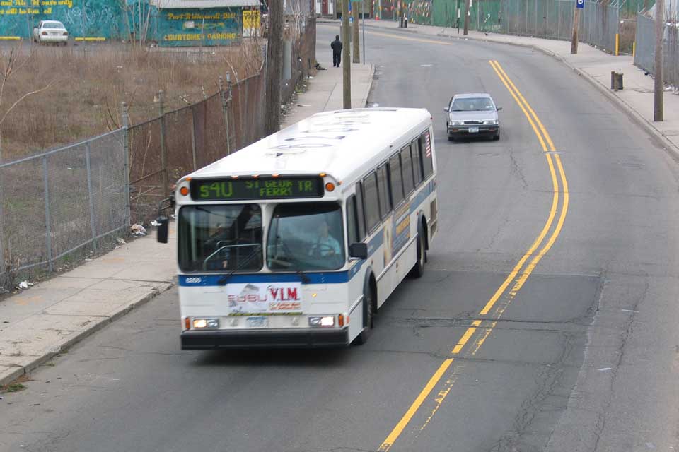 NYCTA No. 6236 working route S40 at Richmond Terrace near Park Avenue, 2004.