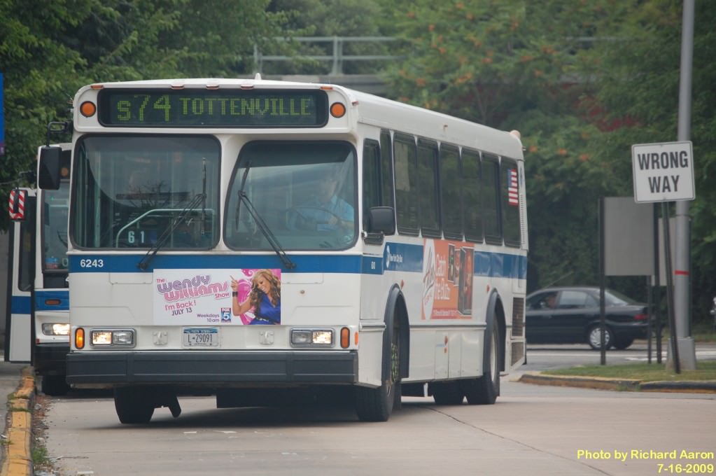 NYCTA No. 6243 working route S74 at the Eltingville Transit Center, 2009.
