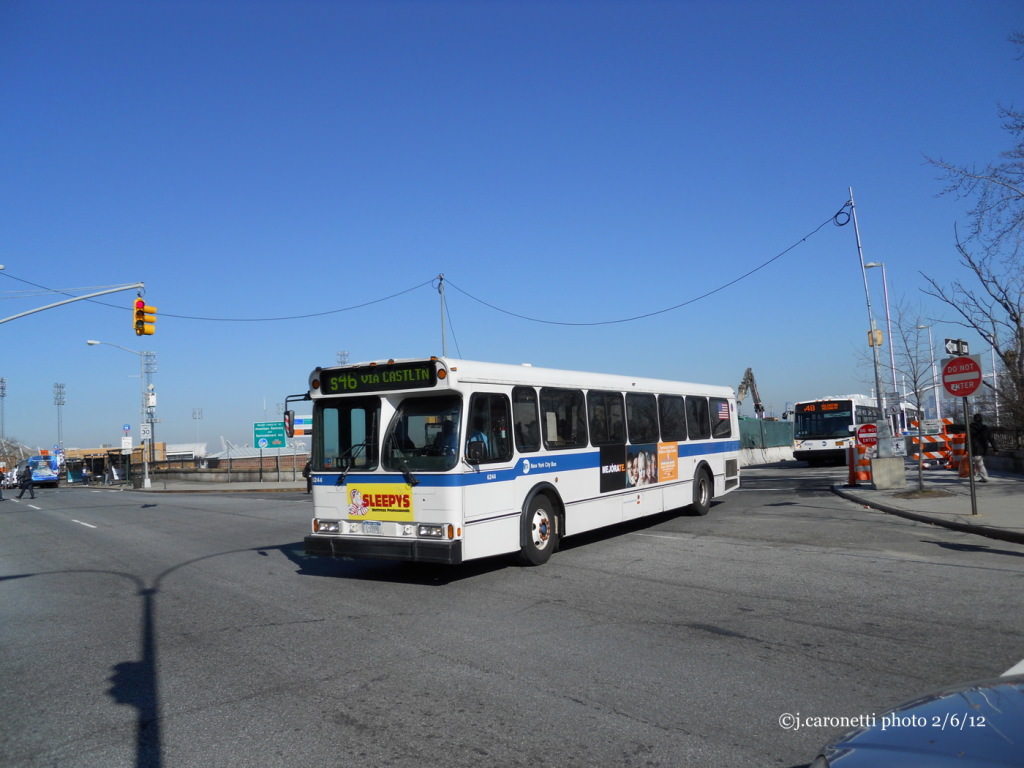 NYCTA No. 6244 working route S46 at Bay Street & Richmond Terrace, 2012.