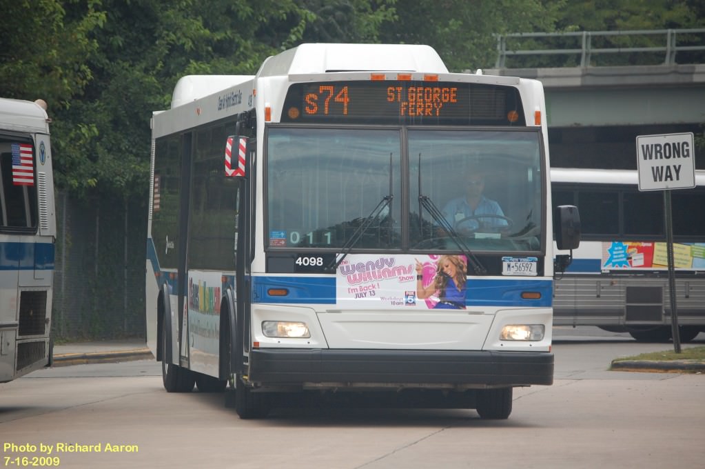 NYCTA No. 4098 working route S74 at the Eltingville Transit Center, 2009.