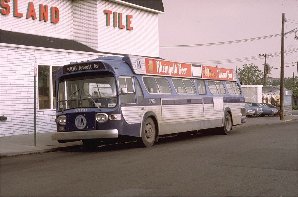 NYCTA No. 8860 working route R106, 1973.
