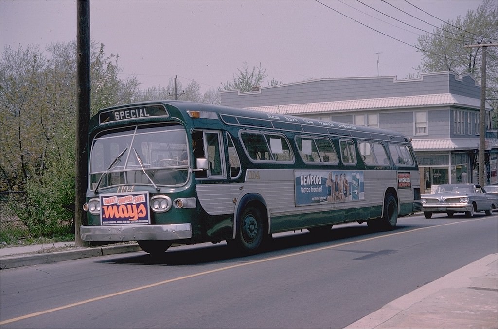 NYCTA No. 1104 at Clove Road & Giles Place, Grasmere, 1965.