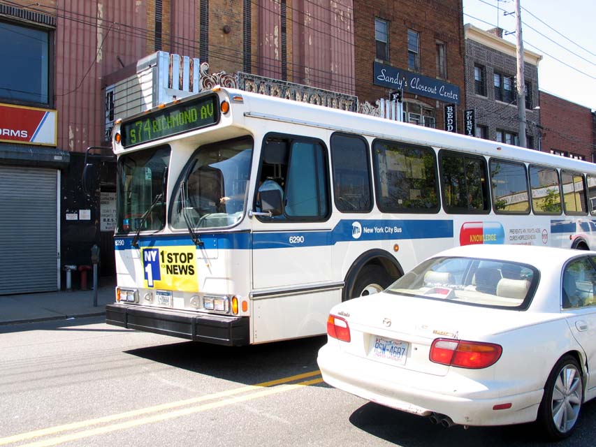 NYCTA No. 6290 working route S74 at Bay Street & Union Place, 2004.