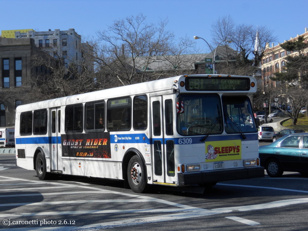 NYCTA No. 6309 working route S61 at Bay Street & Borough Place, 2012.