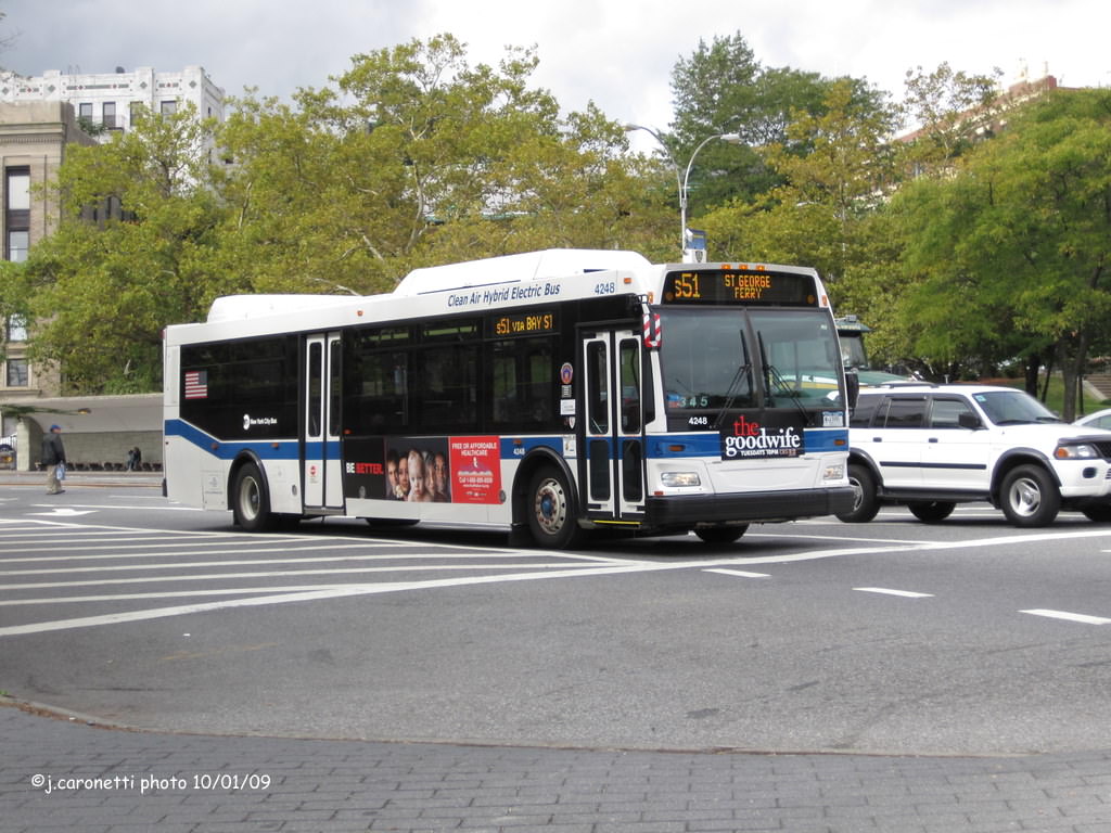 NYCTA No. 4248 working route S51 at Bay Street & Borough Place, 2009.