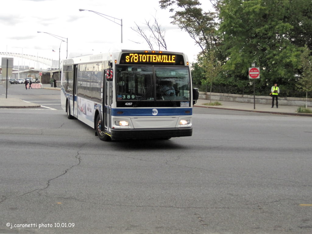 NYCTA No. 4267 working route S78 at St. George Terminal, 2009.