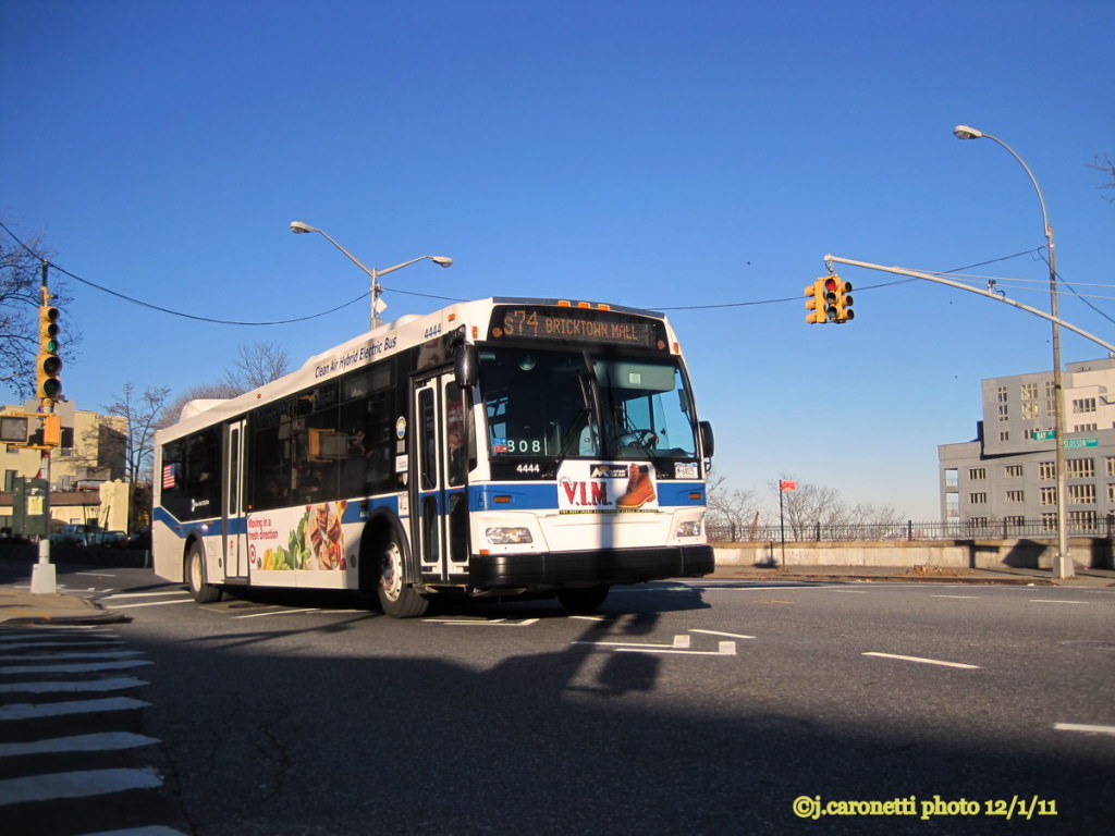 NYCTA No. 4444 working route S74 at Bay Street & Slosson Terrace, 2011.