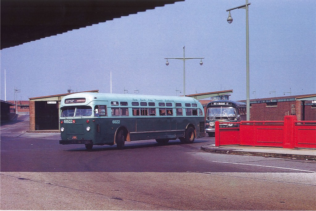 NYCTA No. 6022 working route R117 at St. George Terminal, 1968.