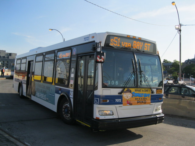 NYCTA No. 7072 working route S51 at the St. George terminal, 2012.