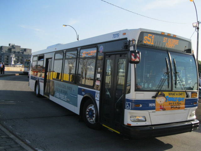 NYCTA No. 7079 working route S51 at the St. George terminal, 2012.