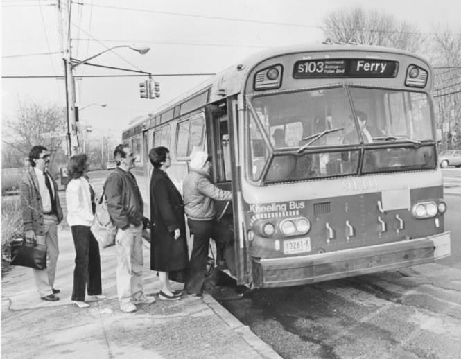 NYCTA No. 9110 working route S103 at Hylan Boulevard & Guyon Avenue.