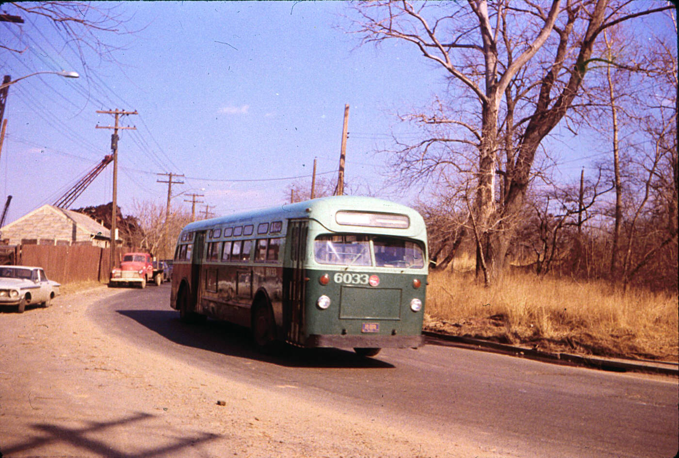 NYCTA No. 6033 working route R113 on Arthur Kill Road, 1970.