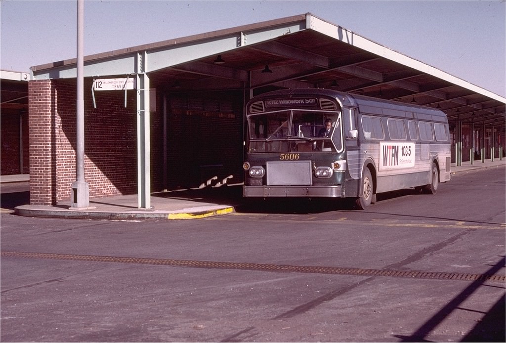 NYCTA No. 5606 working route R112 at St. George Terminal, 1973.