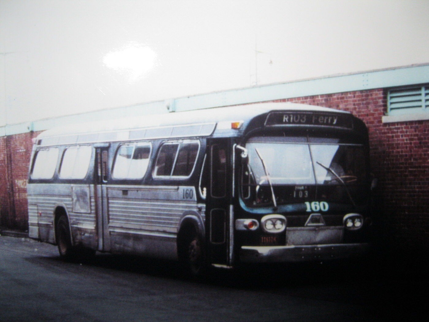 NYCTA No. 160 working route R103 at the St. George terminal, 1972.