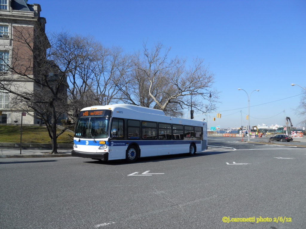 NYCTA No. 4873 working route S48 at Bay Street & Borough Place, 2012.
