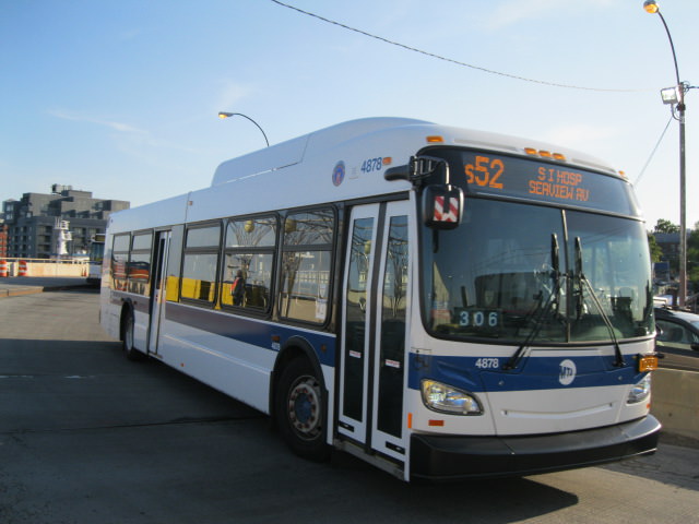 NYCTA No. 4878 working route S52 at the St. George terminal, 2012.