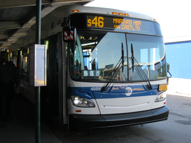 NYCTA No. 4885 working route S46 at the St. George terminal, 2012.