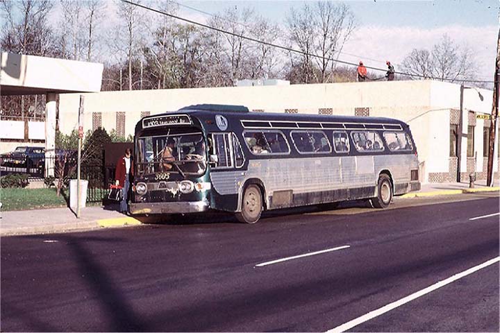 NYCTA No. 3605 working route R10, 1973.