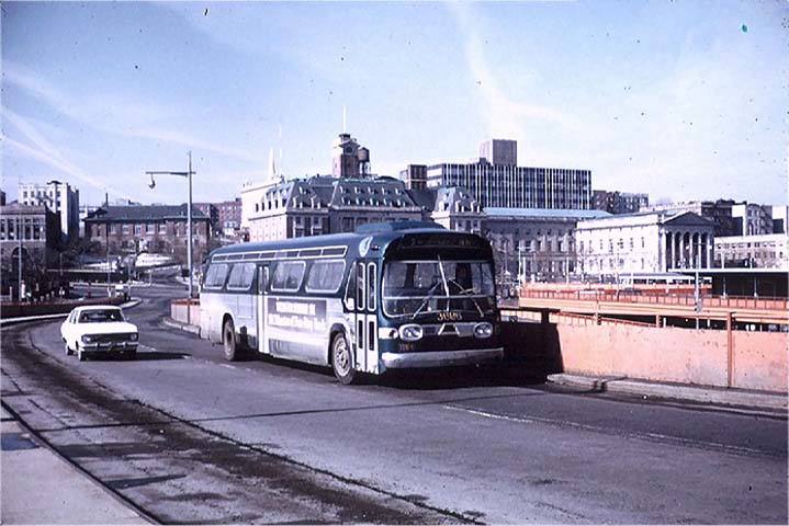 NYCTA No. 3606 working route R2 at St. George Terminal, 1972.