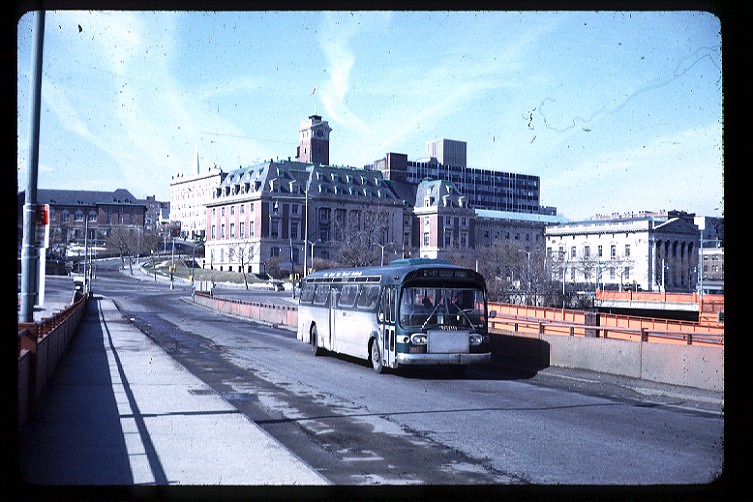 NYCTA No. 3609 working route R2 at St. George Terminal, 1972.