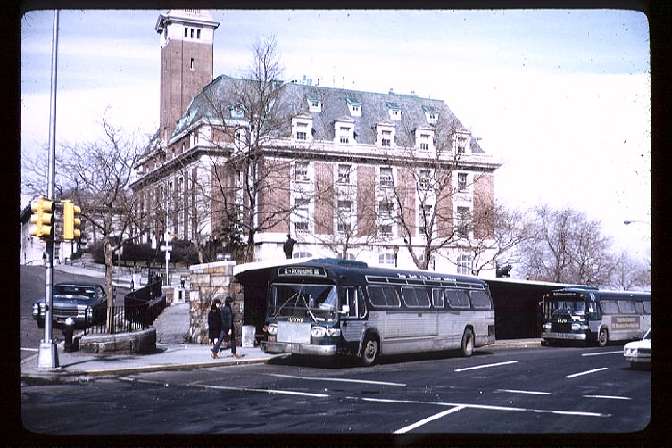 NYCTA No. 3609 working route R2 at Bay Street & Stuyvesant Place, 1972.