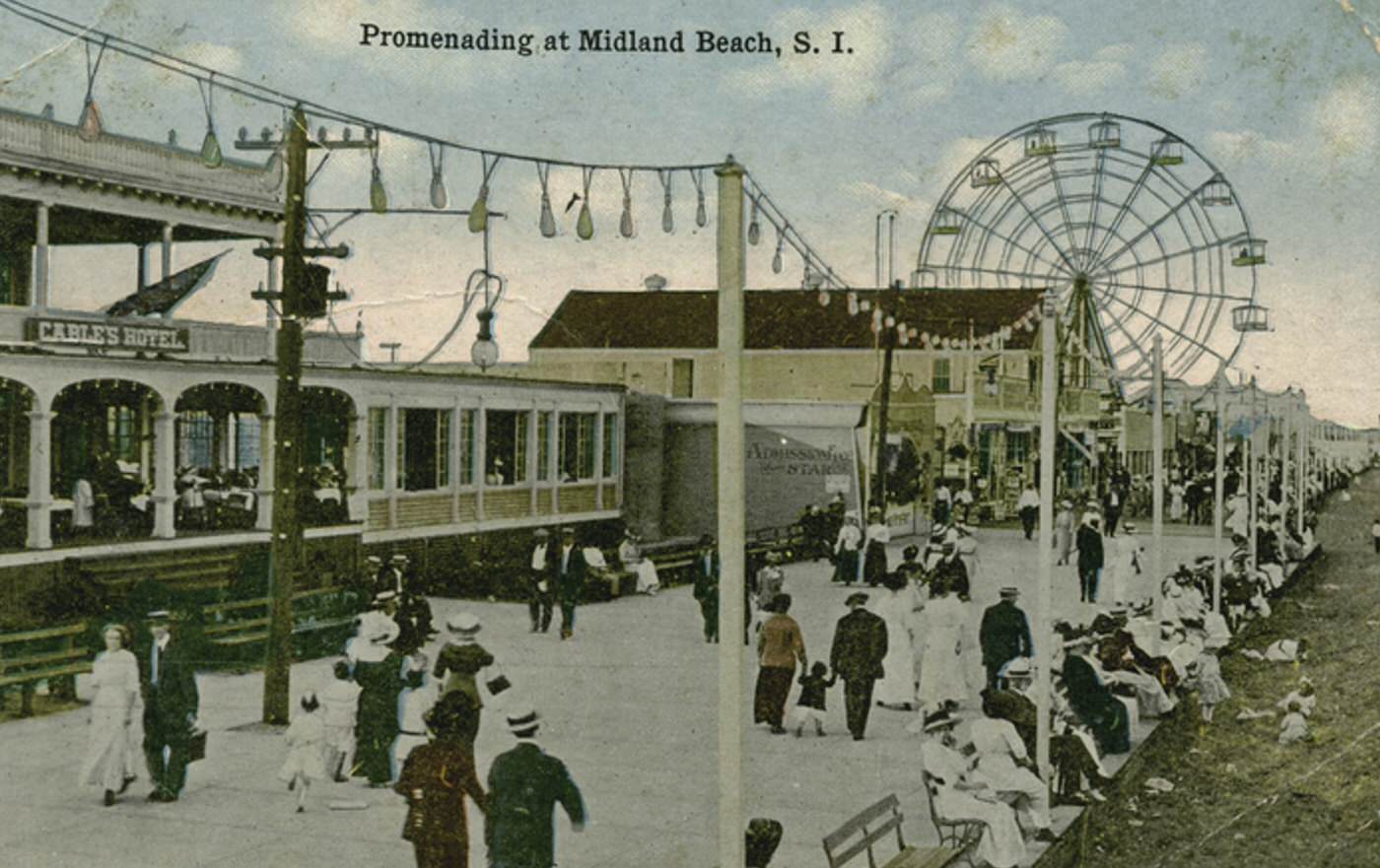 Promenading at Midland Beach, Staten Island, 1900s.