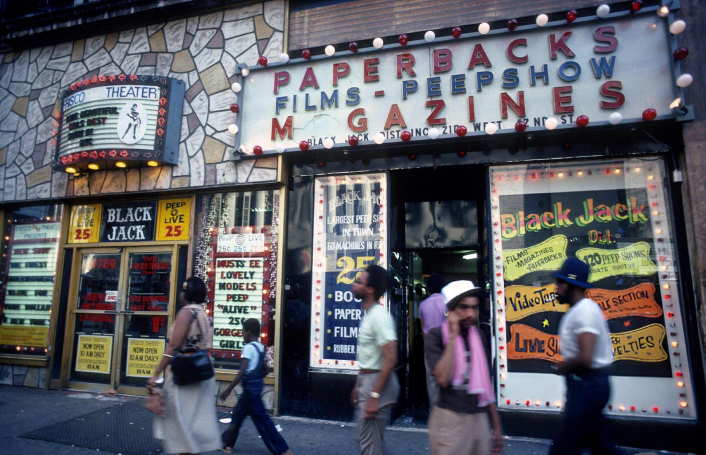 The seedy side of West 42nd Street and Eighth Avenue, 1980s.